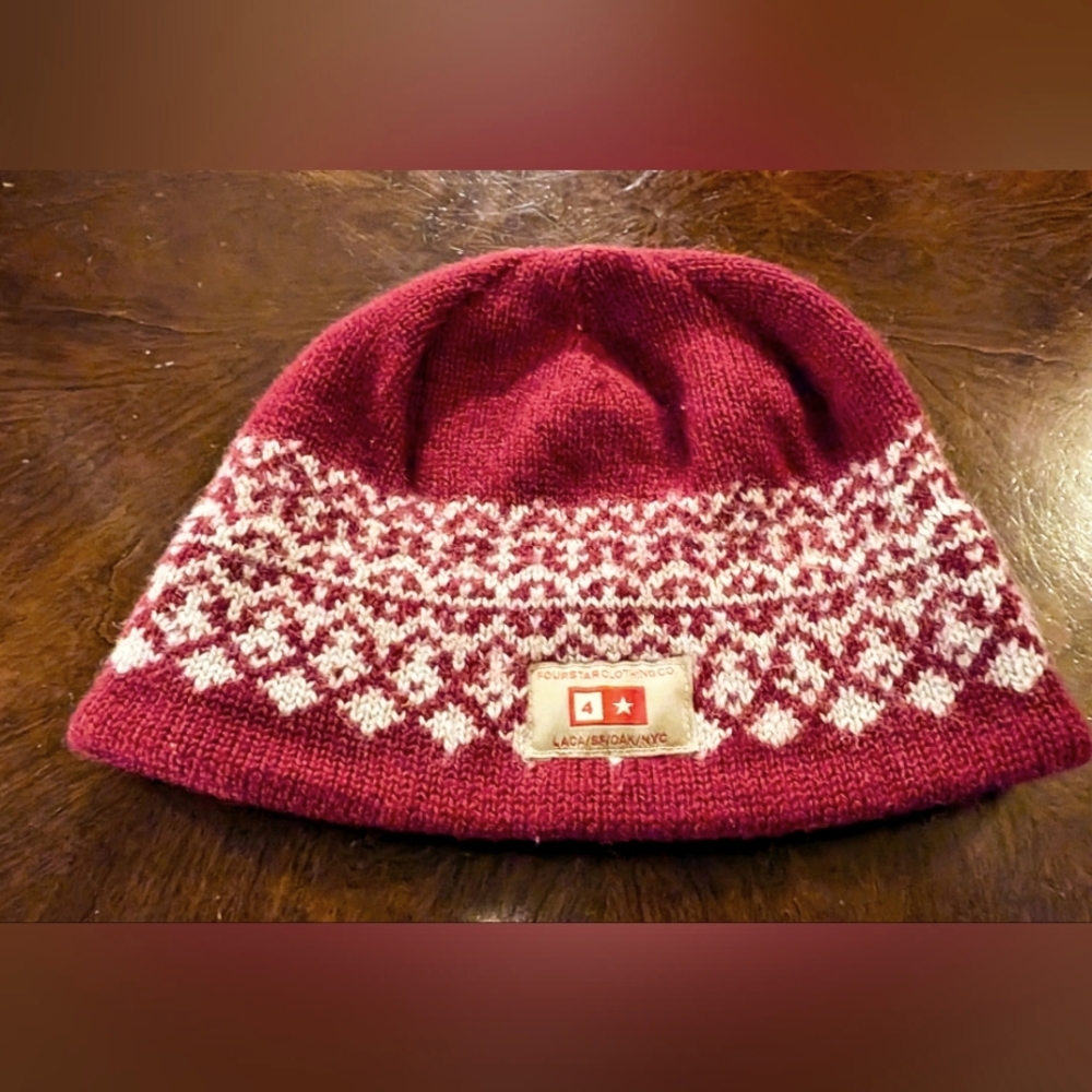 Fourstar Clothing Co (LA CA/SF/OAK/NYC) Maroon and Light Gray Wool Beanie